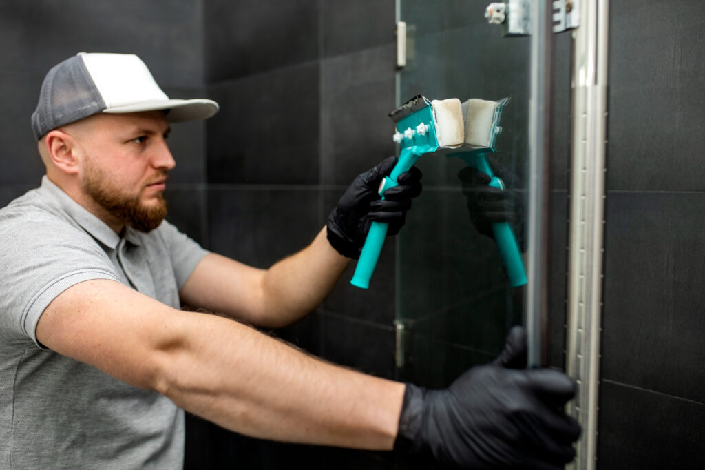 Herramientas para limpiar la mámpara de la ducha